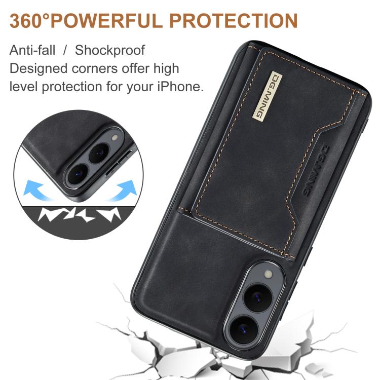 For Samsung Galaxy S25 Edge 5G DG.MING M2 Series 3-Fold Multi Card Bag + Magnetic Phone Case