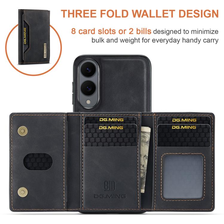 For Samsung Galaxy S25 Edge 5G DG.MING M2 Series 3-Fold Multi Card Bag + Magnetic Phone Case