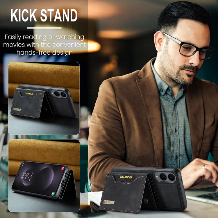 For Samsung Galaxy S25 Edge 5G DG.MING M2 Series 3-Fold Multi Card Bag + Magnetic Phone Case