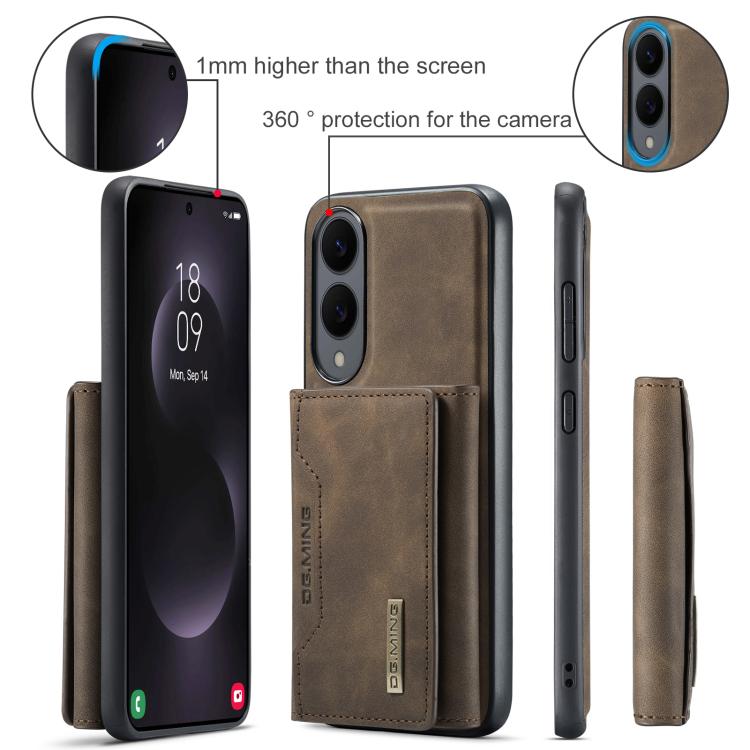 For Samsung Galaxy S25 Edge 5G DG.MING M2 Series 3-Fold Multi Card Bag + Magnetic Phone Case