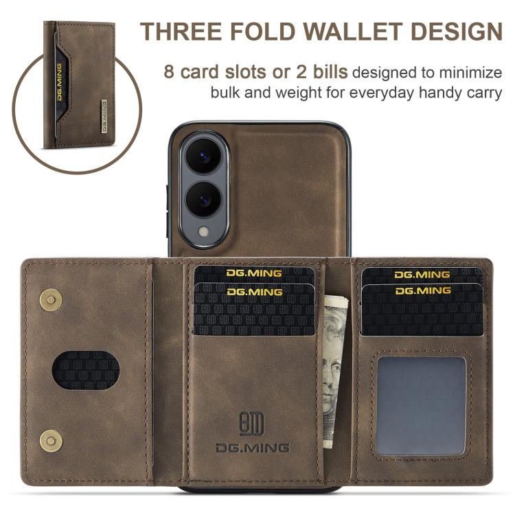 For Samsung Galaxy S25 Edge 5G DG.MING M2 Series 3-Fold Multi Card Bag + Magnetic Phone Case