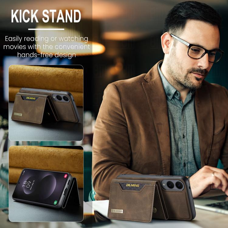 For Samsung Galaxy S25 Edge 5G DG.MING M2 Series 3-Fold Multi Card Bag + Magnetic Phone Case
