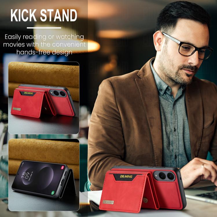 For Samsung Galaxy S25 Edge 5G DG.MING M2 Series 3-Fold Multi Card Bag + Magnetic Phone Case