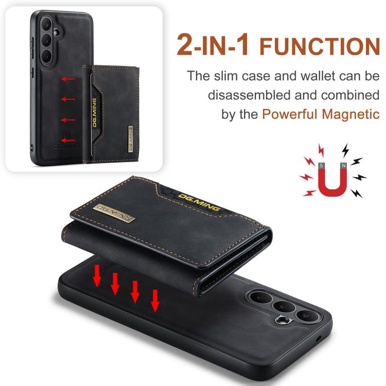 For Samsung Galaxy S25 FE 5G DG.MING M2 Series 3-Fold Multi Card Bag + Magnetic Phone Case