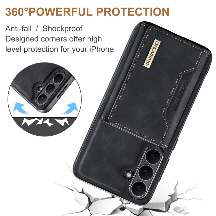 For Samsung Galaxy S25 FE 5G DG.MING M2 Series 3-Fold Multi Card Bag + Magnetic Phone Case