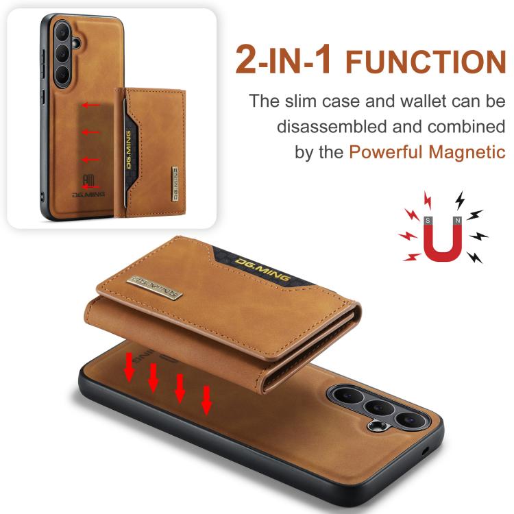 For Samsung Galaxy S25 FE 5G DG.MING M2 Series 3-Fold Multi Card Bag + Magnetic Phone Case