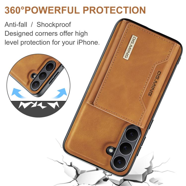 For Samsung Galaxy S25 FE 5G DG.MING M2 Series 3-Fold Multi Card Bag + Magnetic Phone Case