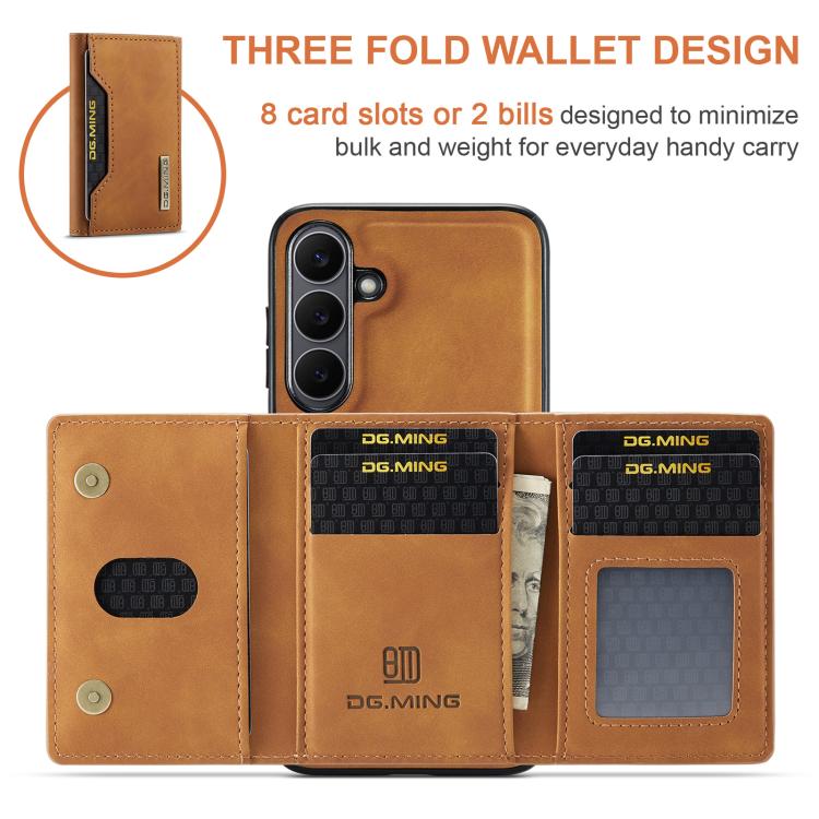 For Samsung Galaxy S25 FE 5G DG.MING M2 Series 3-Fold Multi Card Bag + Magnetic Phone Case