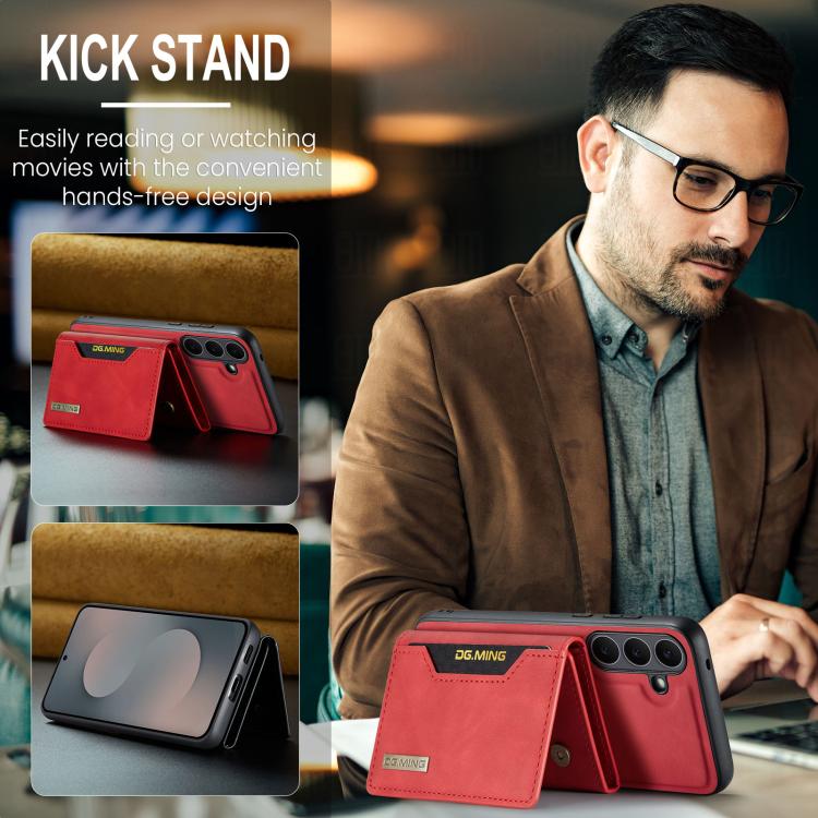 For Samsung Galaxy S25 FE 5G DG.MING M2 Series 3-Fold Multi Card Bag + Magnetic Phone Case