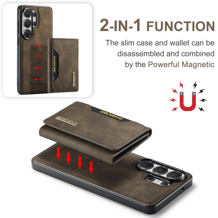 For Samsung Galaxy S26 Ultra 5G DG.MING M2 Series 3-Fold Multi Card Bag + Magnetic Phone Case