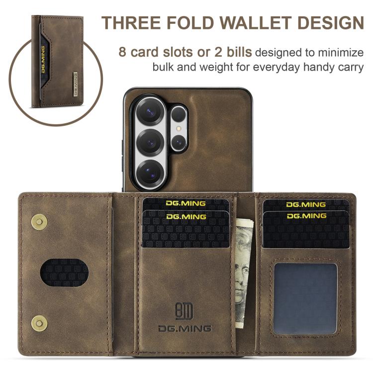 For Samsung Galaxy S26 Ultra 5G DG.MING M2 Series 3-Fold Multi Card Bag + Magnetic Phone Case
