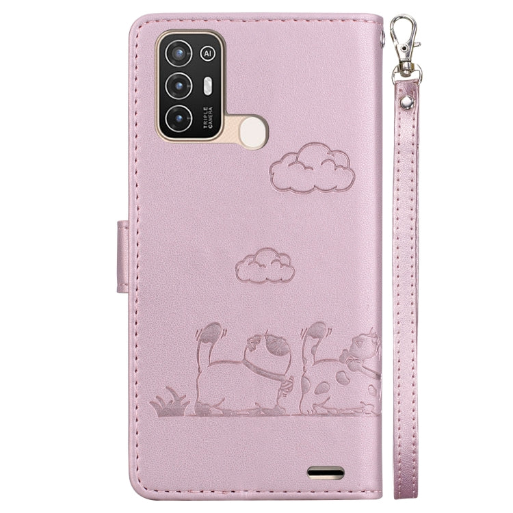 For ZTE Blade A52 Cute Cats RFID Leather Phone Case