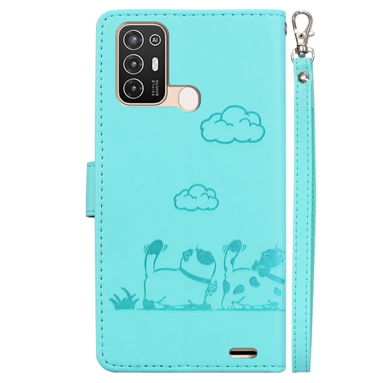 For ZTE Blade A52 Cute Cats RFID Leather Phone Case