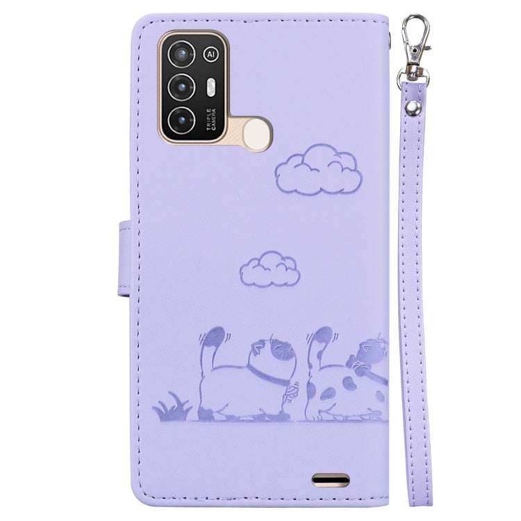For ZTE Blade A52 Cute Cats RFID Leather Phone Case