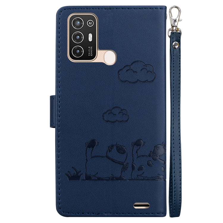 For ZTE Blade A52 Cute Cats RFID Leather Phone Case
