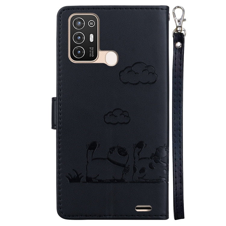 For ZTE Blade A52 Cute Cats RFID Leather Phone Case