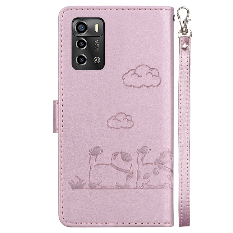 For ZTE Blade A72 / V40 Vita Cute Cats RFID Leather Phone Case
