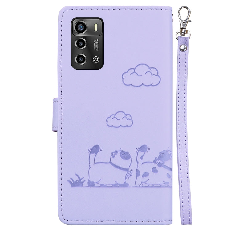 For ZTE Blade A72 / V40 Vita Cute Cats RFID Leather Phone Case
