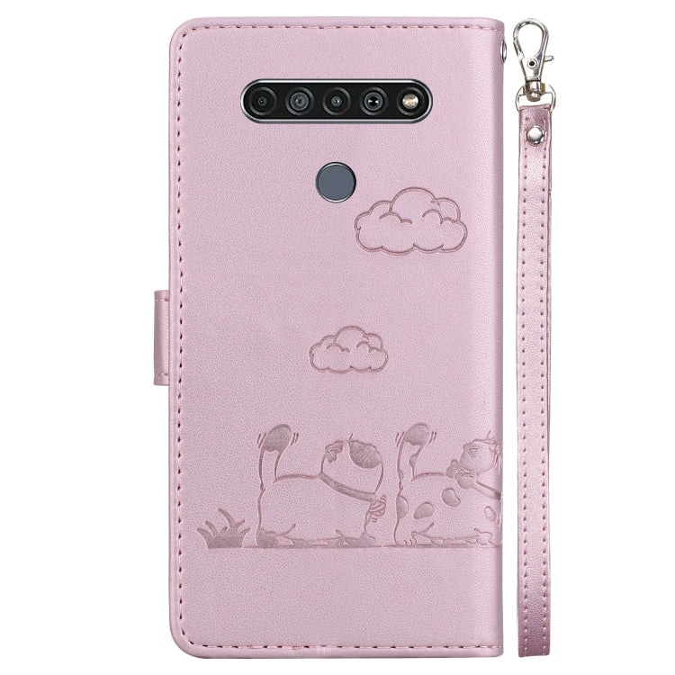 For LG K61 Cute Cats RFID Leather Phone Case