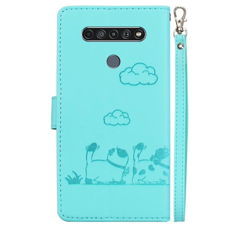 For LG K61 Cute Cats RFID Leather Phone Case