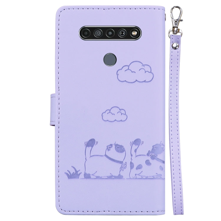 For LG K61 Cute Cats RFID Leather Phone Case