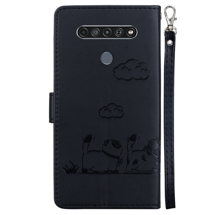 For LG K61 Cute Cats RFID Leather Phone Case