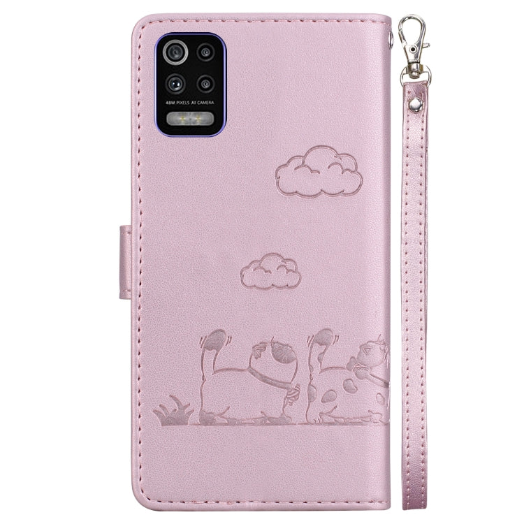 For LG K52 / K62 / Q52 Cute Cats RFID Leather Phone Case