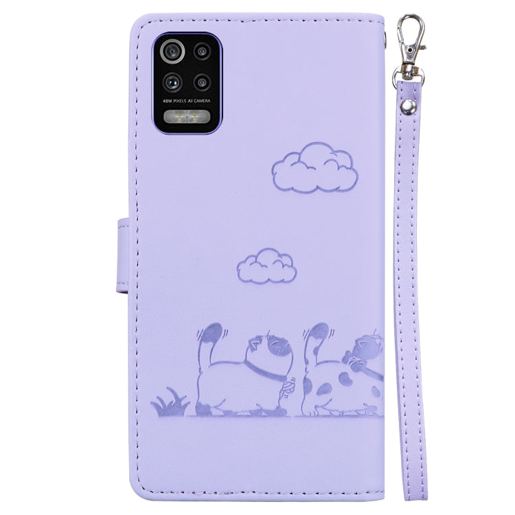 For LG K52 / K62 / Q52 Cute Cats RFID Leather Phone Case