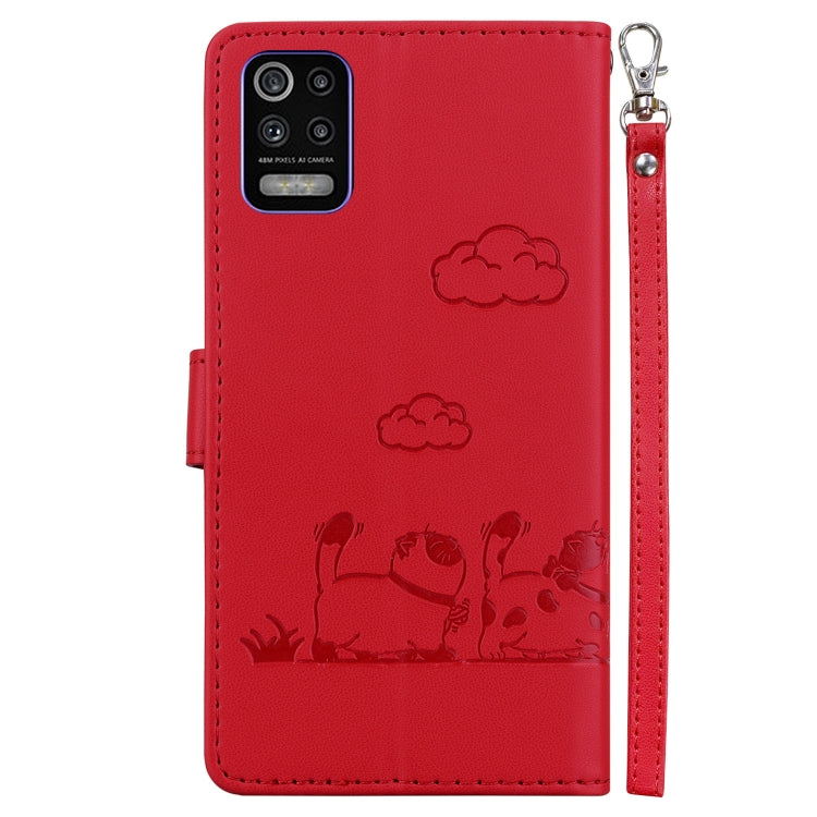 For LG K52 / K62 / Q52 Cute Cats RFID Leather Phone Case