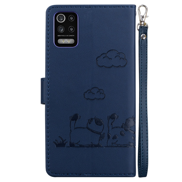 For LG K52 / K62 / Q52 Cute Cats RFID Leather Phone Case