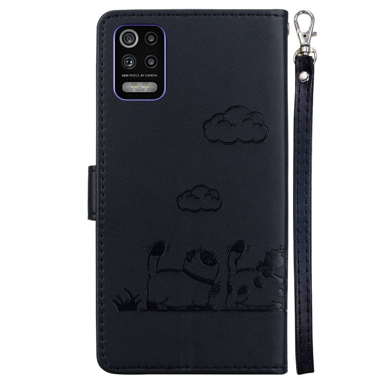 For LG K52 / K62 / Q52 Cute Cats RFID Leather Phone Case