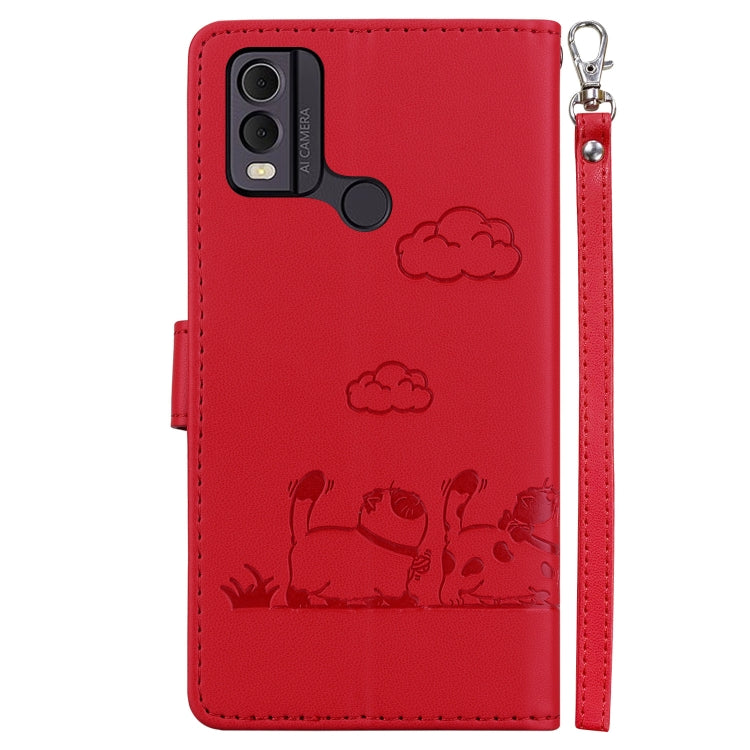 For Nokia C22 Cute Cats RFID Leather Phone Case
