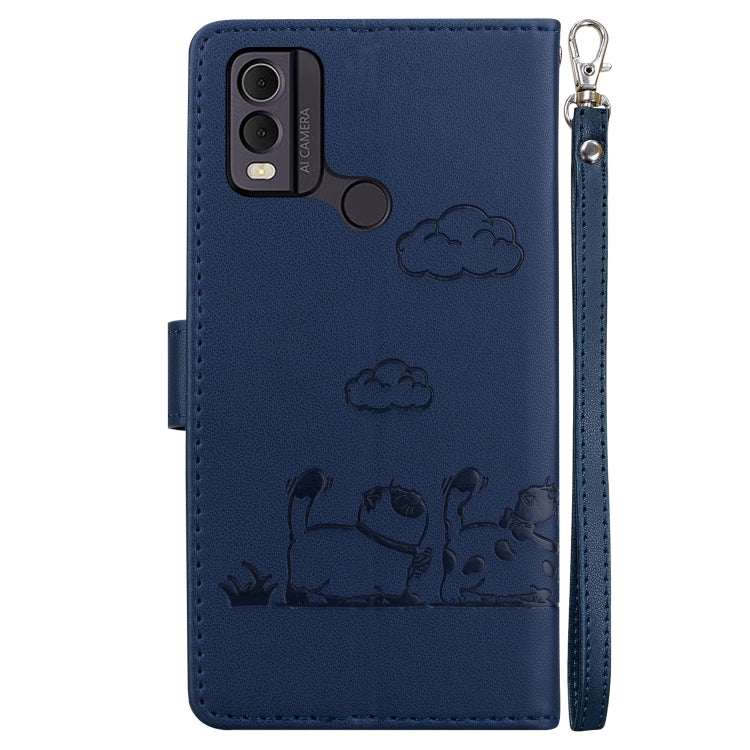 For Nokia C22 Cute Cats RFID Leather Phone Case