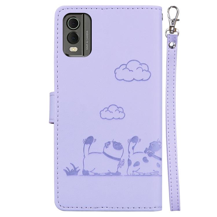 For Nokia C32 Cute Cats RFID Leather Phone Case
