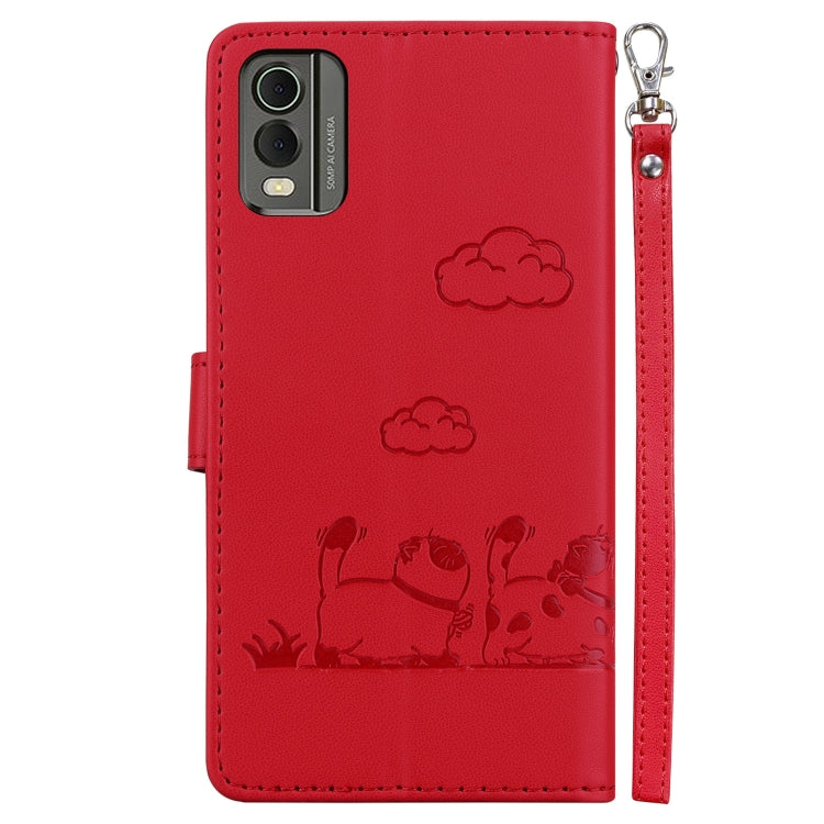For Nokia C32 Cute Cats RFID Leather Phone Case