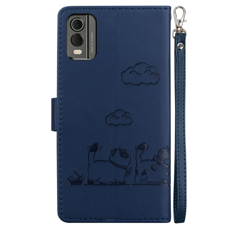 For Nokia C32 Cute Cats RFID Leather Phone Case