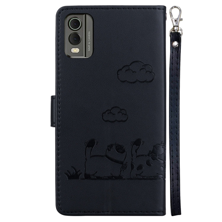 For Nokia C32 Cute Cats RFID Leather Phone Case