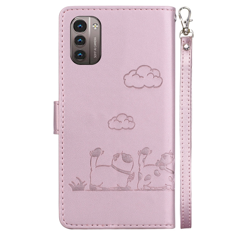 For Nokia G21 / G11 Cute Cats RFID Leather Phone Case
