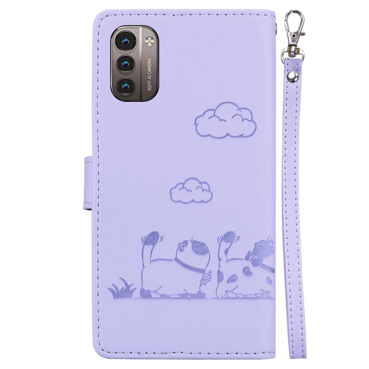 For Nokia G21 / G11 Cute Cats RFID Leather Phone Case
