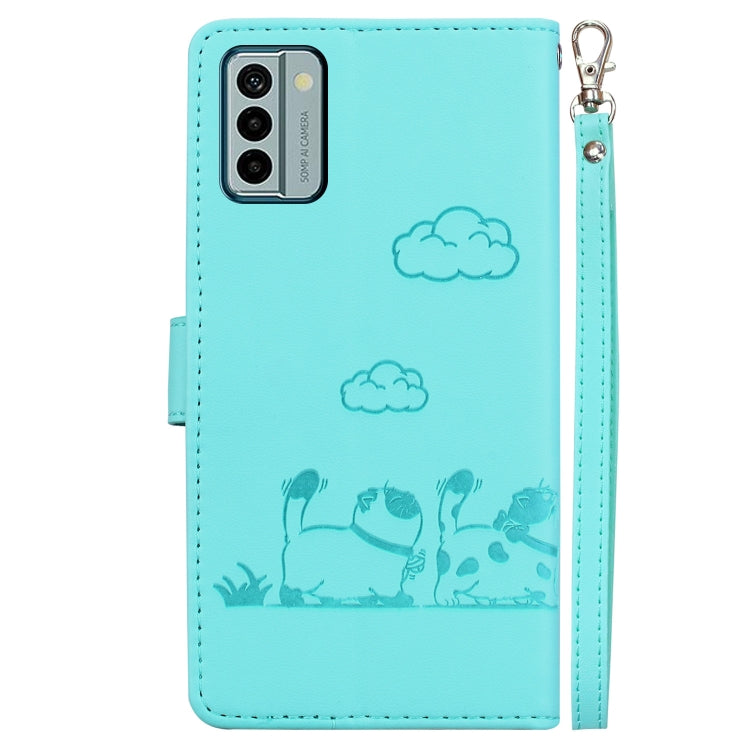 For Nokia G22 Cute Cats RFID Leather Phone Case