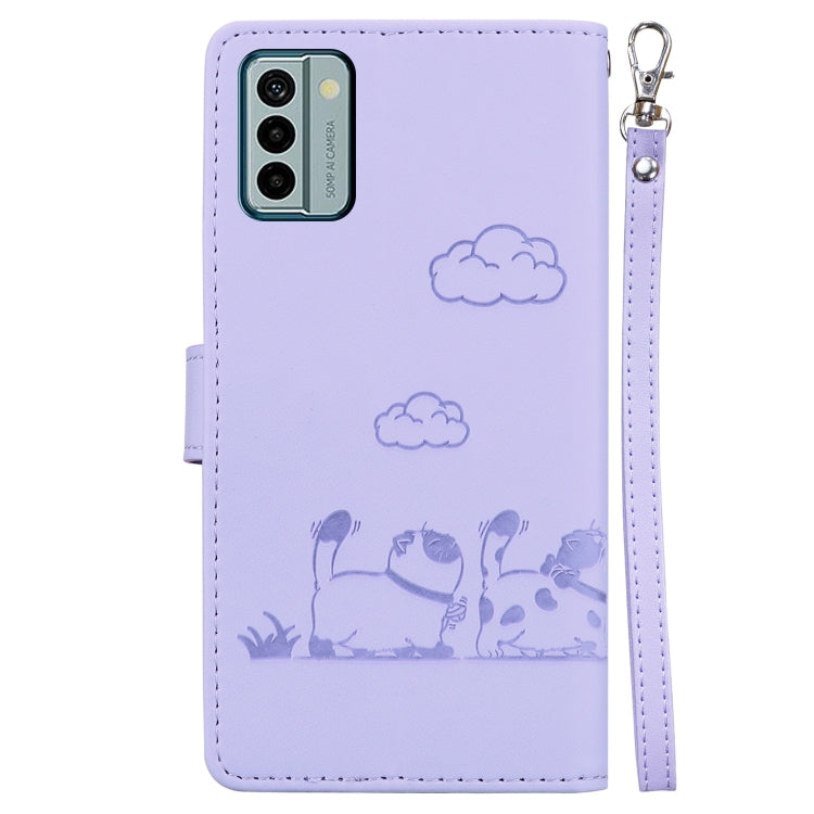 For Nokia G22 Cute Cats RFID Leather Phone Case