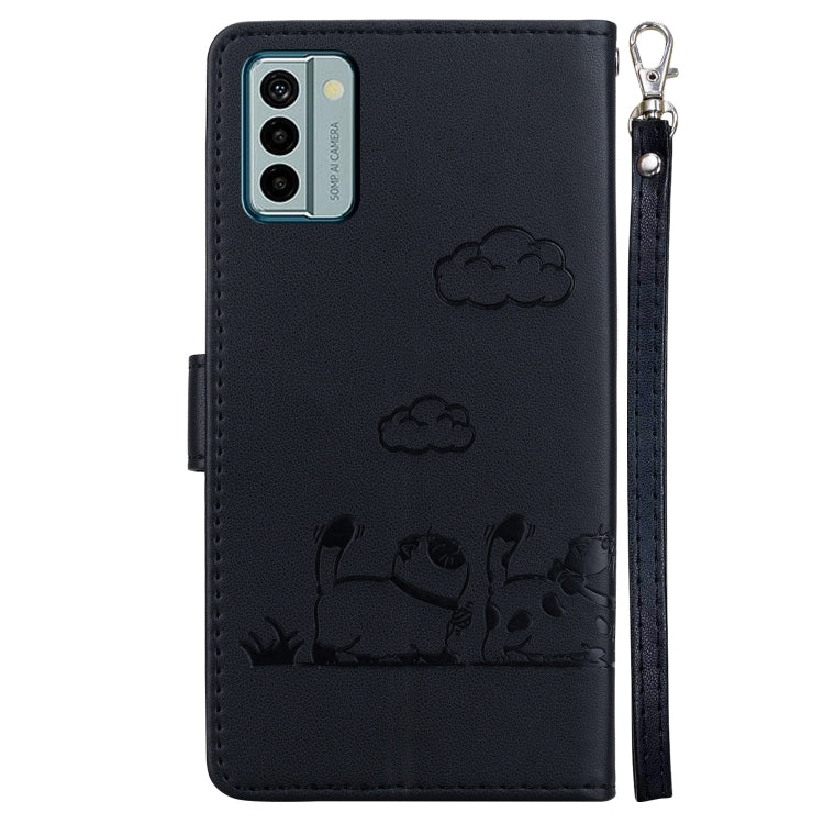 For Nokia G22 Cute Cats RFID Leather Phone Case