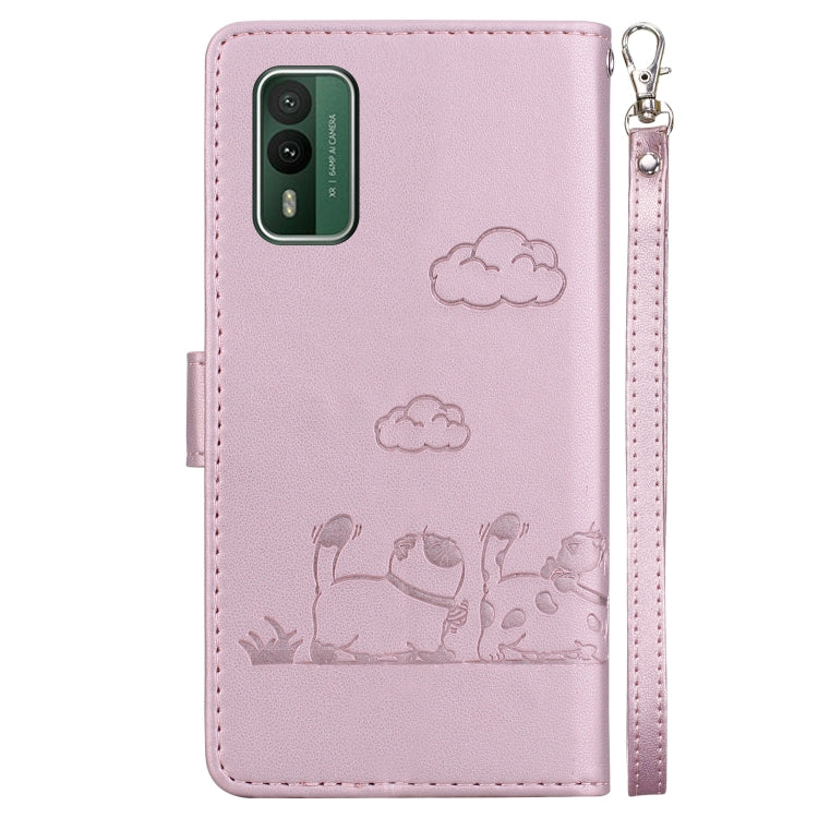 For Nokia XR21 Cute Cats RFID Leather Phone Case