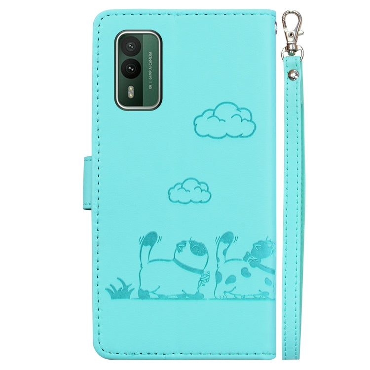 For Nokia XR21 Cute Cats RFID Leather Phone Case