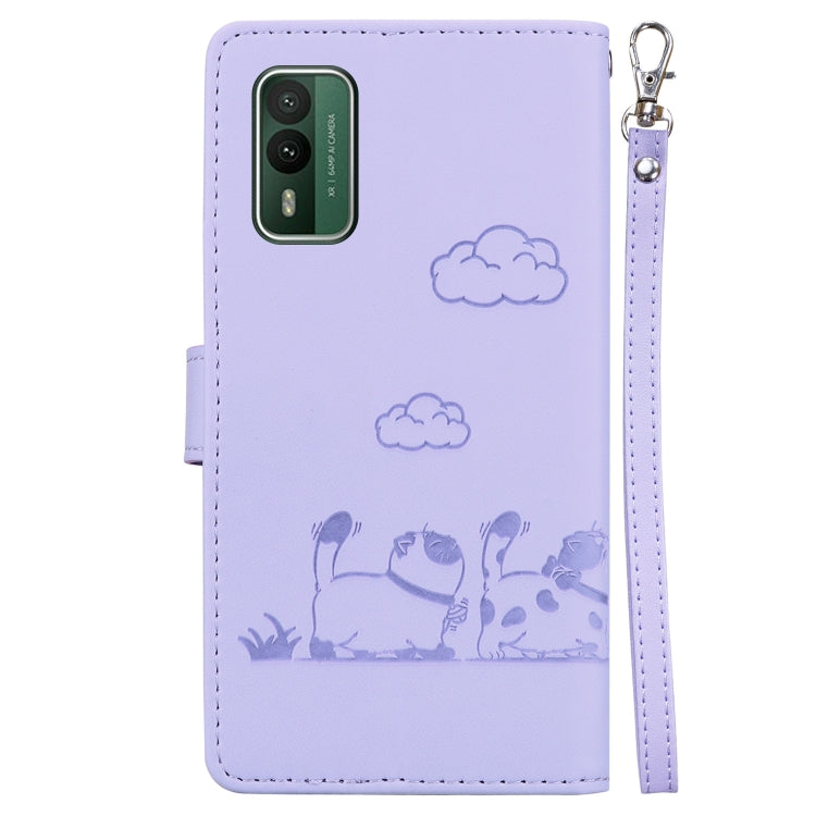 For Nokia XR21 Cute Cats RFID Leather Phone Case