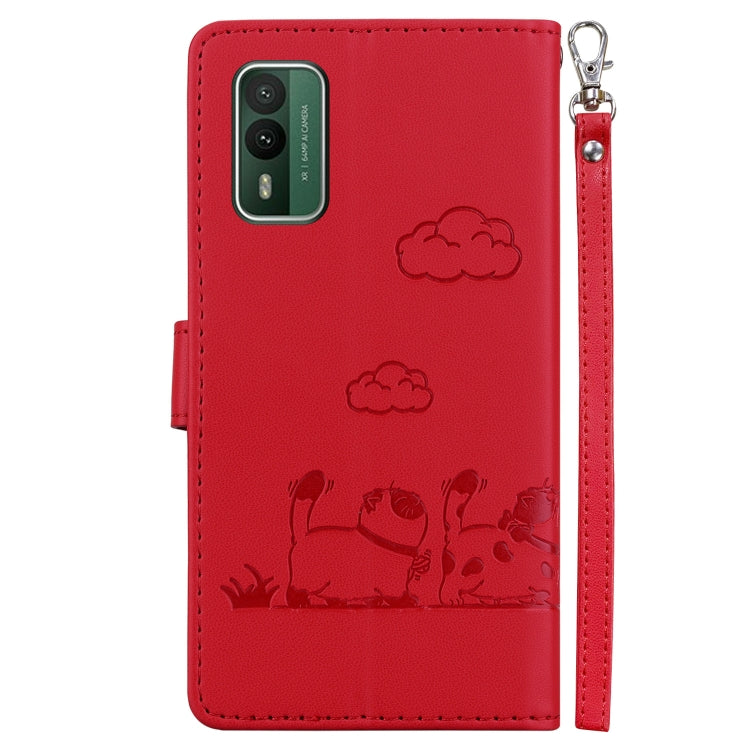 For Nokia XR21 Cute Cats RFID Leather Phone Case