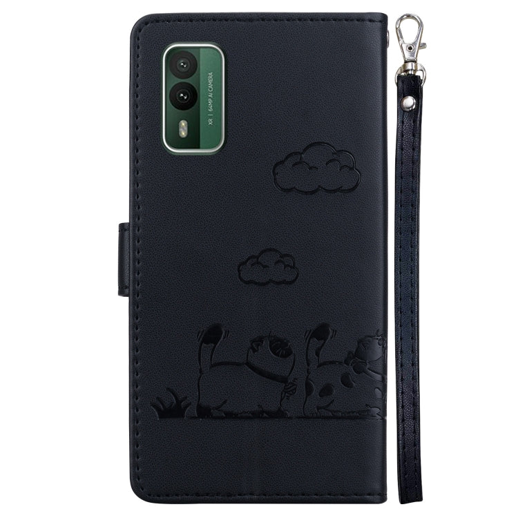 For Nokia XR21 Cute Cats RFID Leather Phone Case