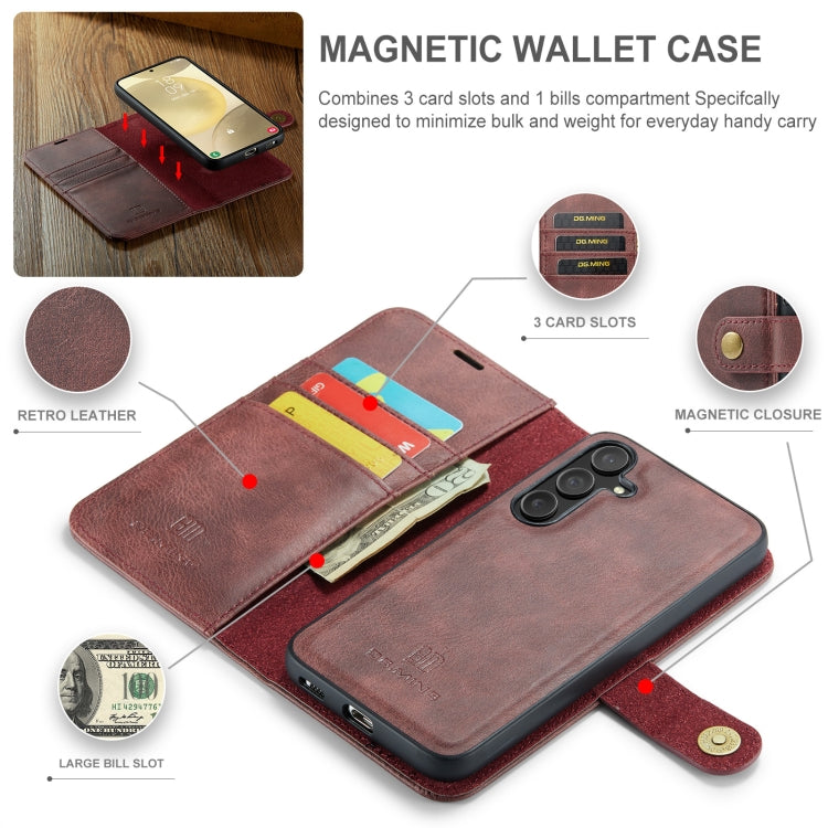 For Samsung Galaxy S24 FE 5G DG.MING Crazy Horse Texture Detachable Magnetic Leather Case