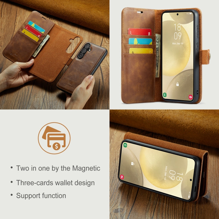 For Samsung Galaxy S24 FE 5G DG.MING Crazy Horse Texture Detachable Magnetic Leather Case