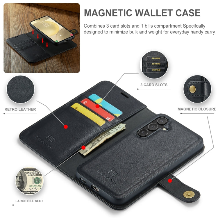 For Samsung Galaxy S24 FE 5G DG.MING Crazy Horse Texture Detachable Magnetic Leather Case